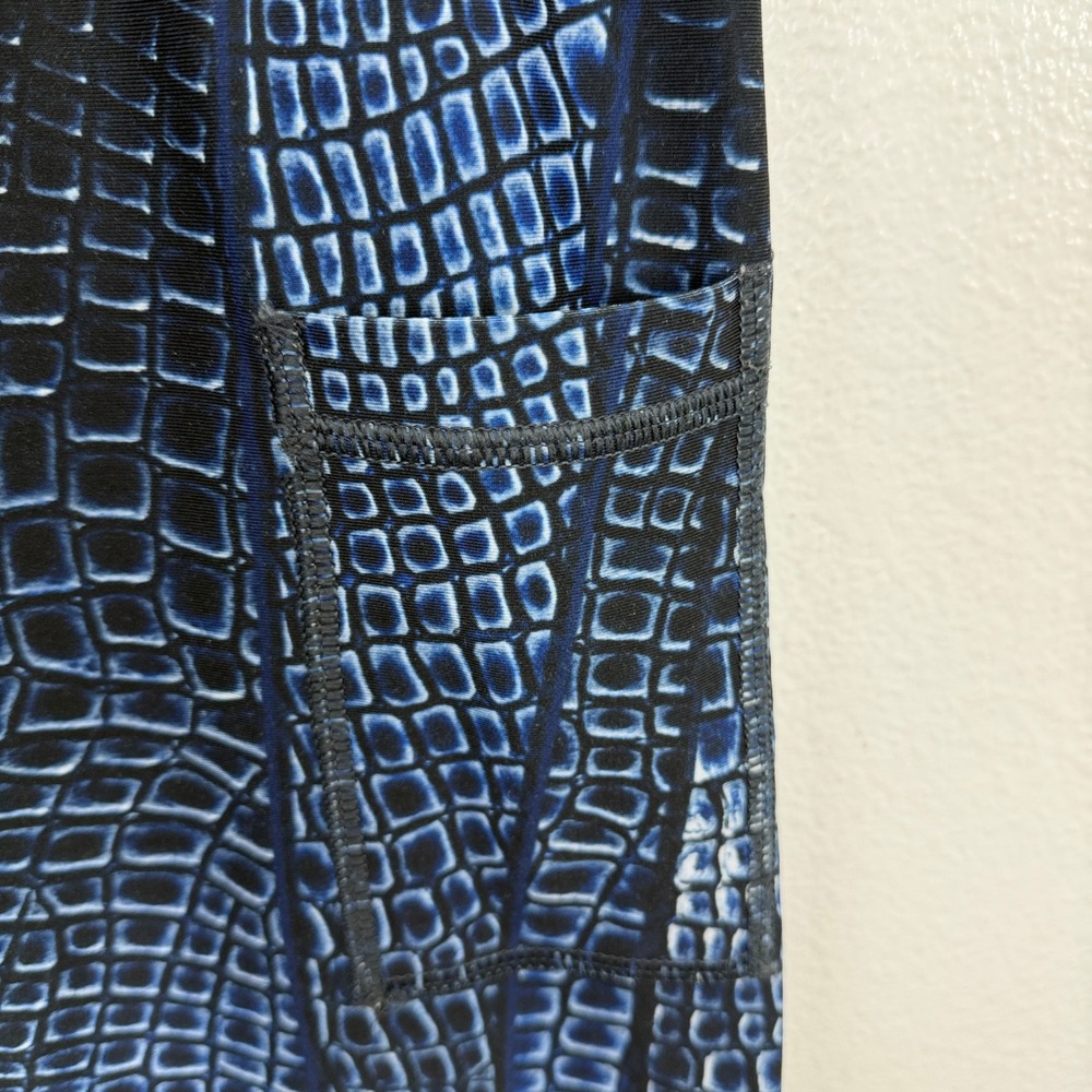 INKNBURN Leggings Mens 10 Blue Crocodile Skin Print Compression Athletic Tights - Picture 3 of 7